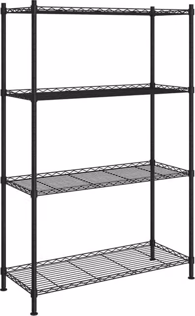 Scaffale portaoggetti a 4 ripiani 90 x 35 x 137 cm nero capacità 200 kg 02_0000695