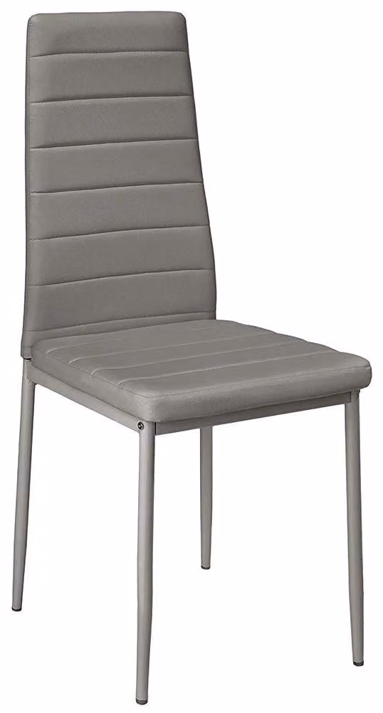 Sedie da pranzo - Set da 2, sedie da cucina - Rivestimento in ecopelle, seduta imbottita, struttura in metallo, senza braccioli, montaggio richiesto, colore grigio scuro