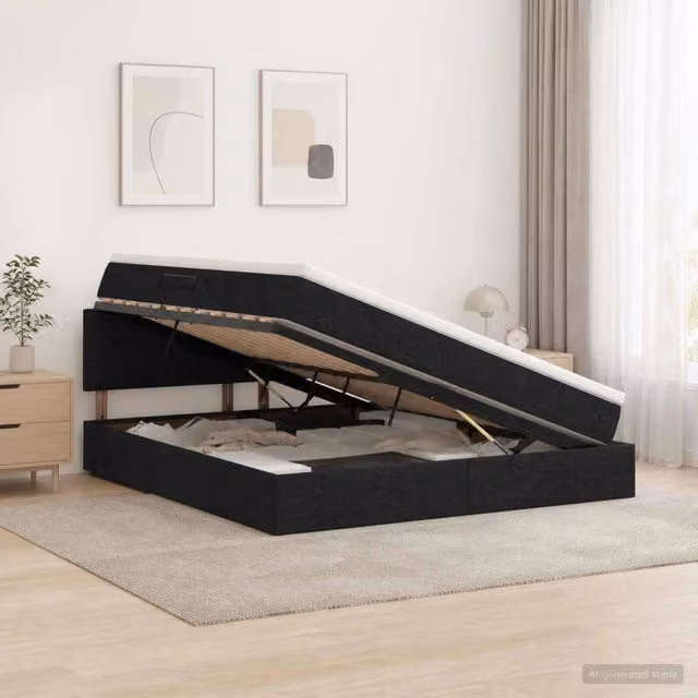 Letto con contenitore e materasso vidaXL in velluto nero L 160 cm x P 200 cm