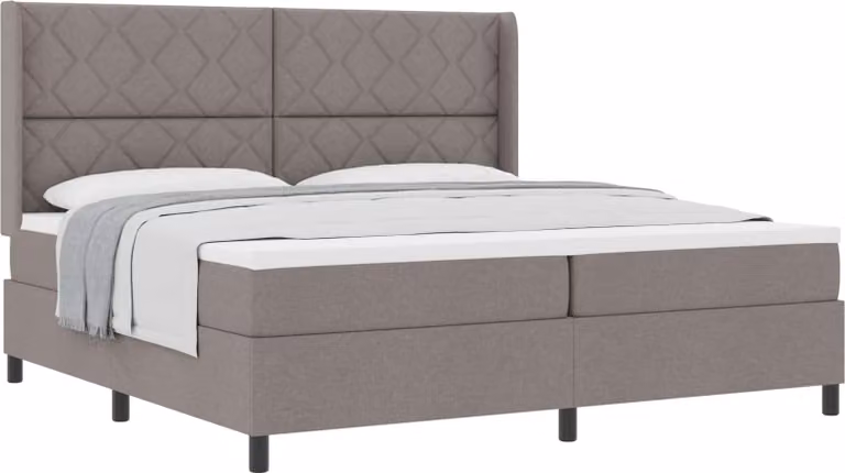 Letto a molle con materasso Taupe 200 x 200 cm in tessuto