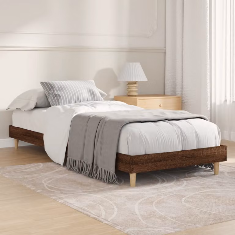 vidaXL Giroletto senza Materasso in Rovere Marrone in Truciolato e MDF L: 78 cm, P: 193 cm, H: 20 cm