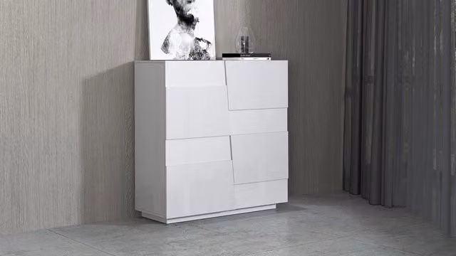 Credenza 2 Ante 120x44x126 cm Pongo 2A Bianco Lucido