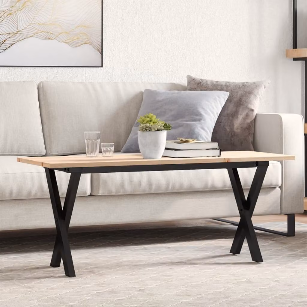 Maison Exclusive - Tavolino Salotto Telaio a X 110x40x45 cm Legno Pino e Acciaio