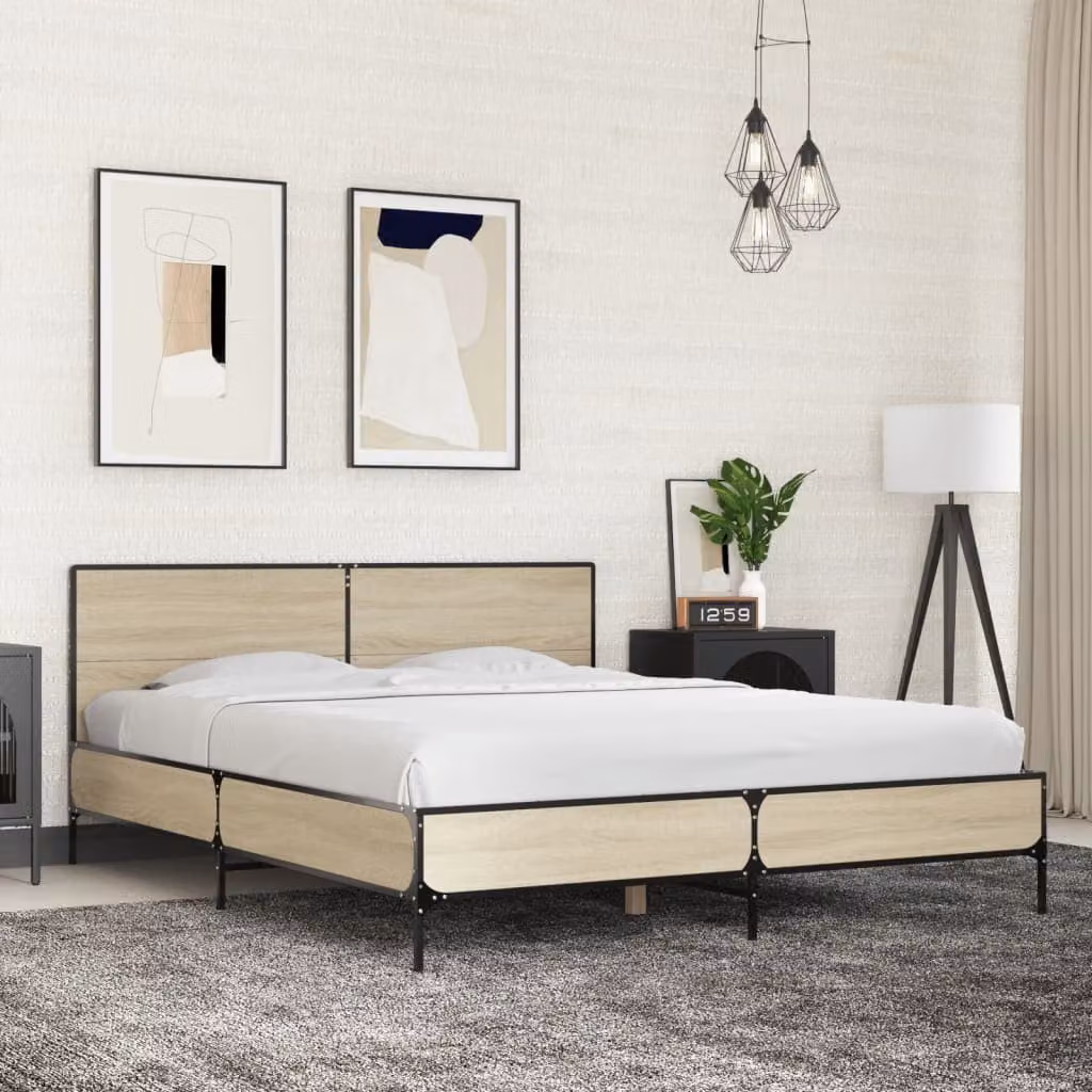 Giroletto vidaXL in Rovere Sonoma e Metallo, L/P: 160 x 200 cm – 1