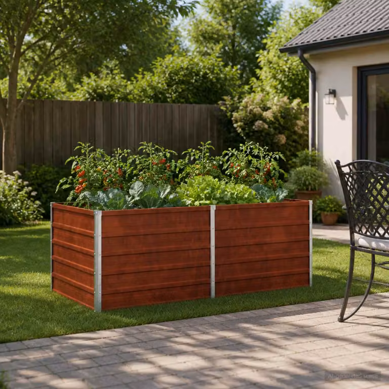 Letto rialzato da giardino vidaXL in metallo Corten color marrone L: 160 cm, P: 80 cm, H: 55 cm
