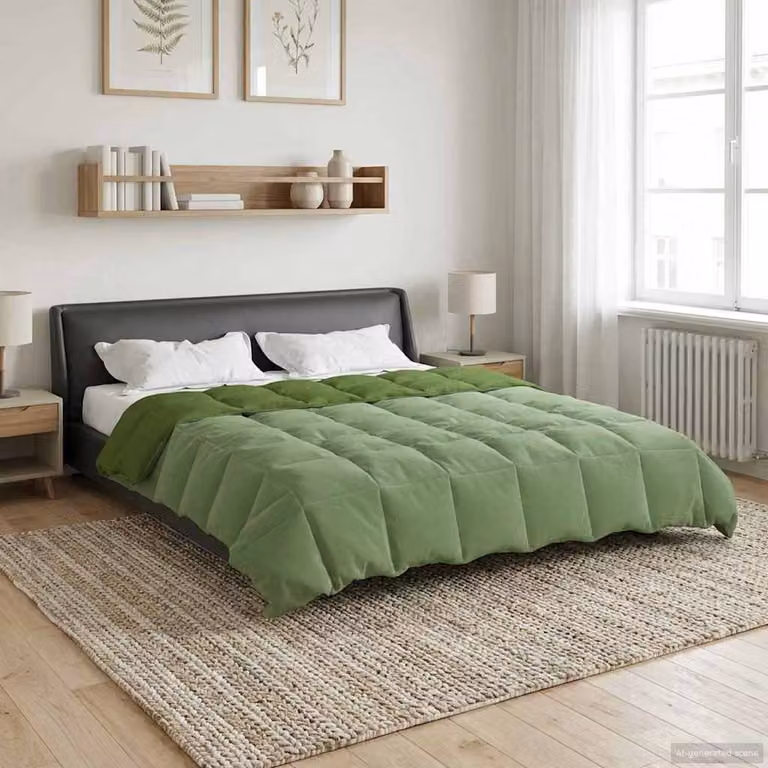 Piumone Completo Annuale vidaXL in Microfibra Reversibile e Traspirante, Verde, 200 x 200 cm