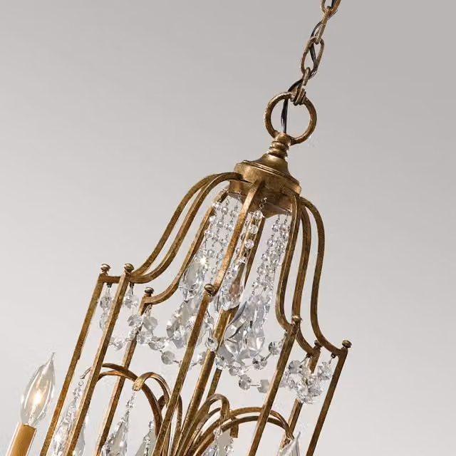 Lampadario a soffitto classico Feiss Valentina in metallo bronzo e vetro trasparente con 12 luci E14