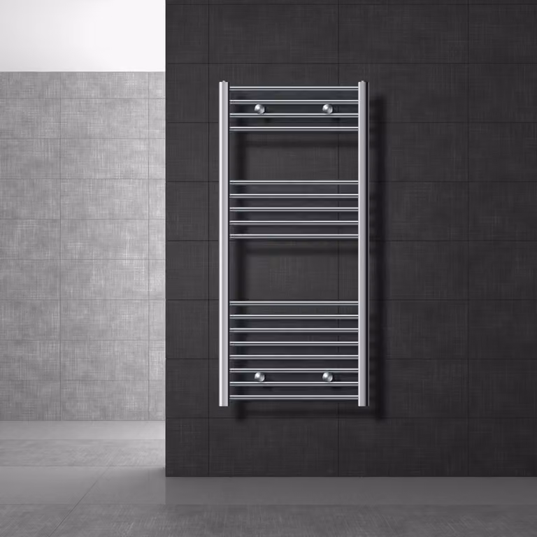LuxeBath radiatore per bagno Sahara, 600x1200 mm, cromo, curvo con attacco laterale, senza elemento riscaldante