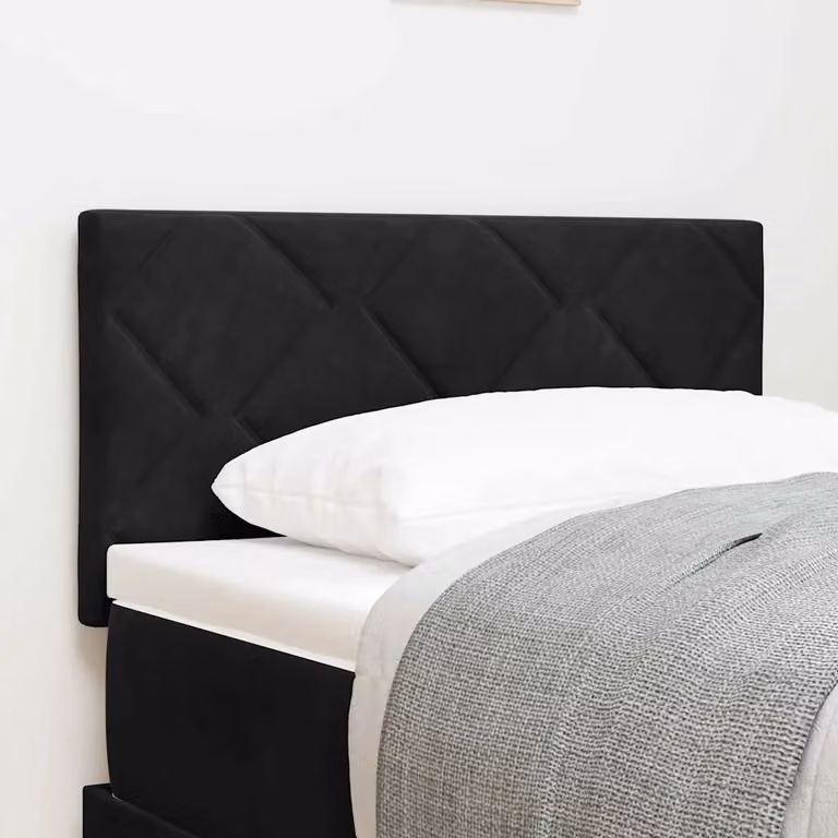 Testiera per letto vidaXL in velluto nero con struttura in legno di pino, Larghezza: 80 cm