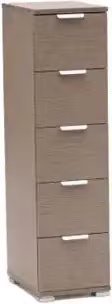 Cassettiera KIVIO con 5 cassetti in rovere grigio opaco, L: 27 cm, H: 103 cm, P: 38 cm