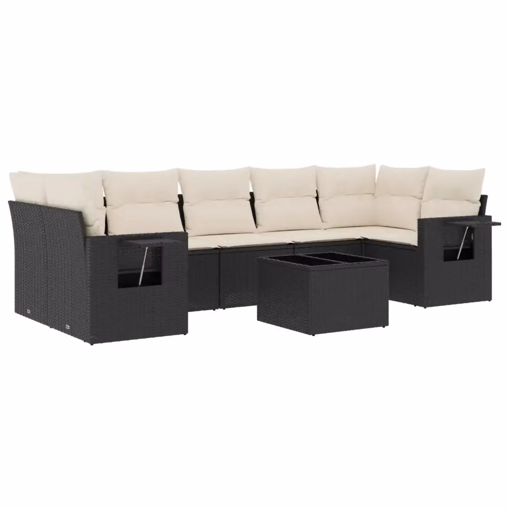 Set di divani da giardino vidaXL a forma di L in polyrattan nero con 8 pezzi e cuscini inclusi – 2