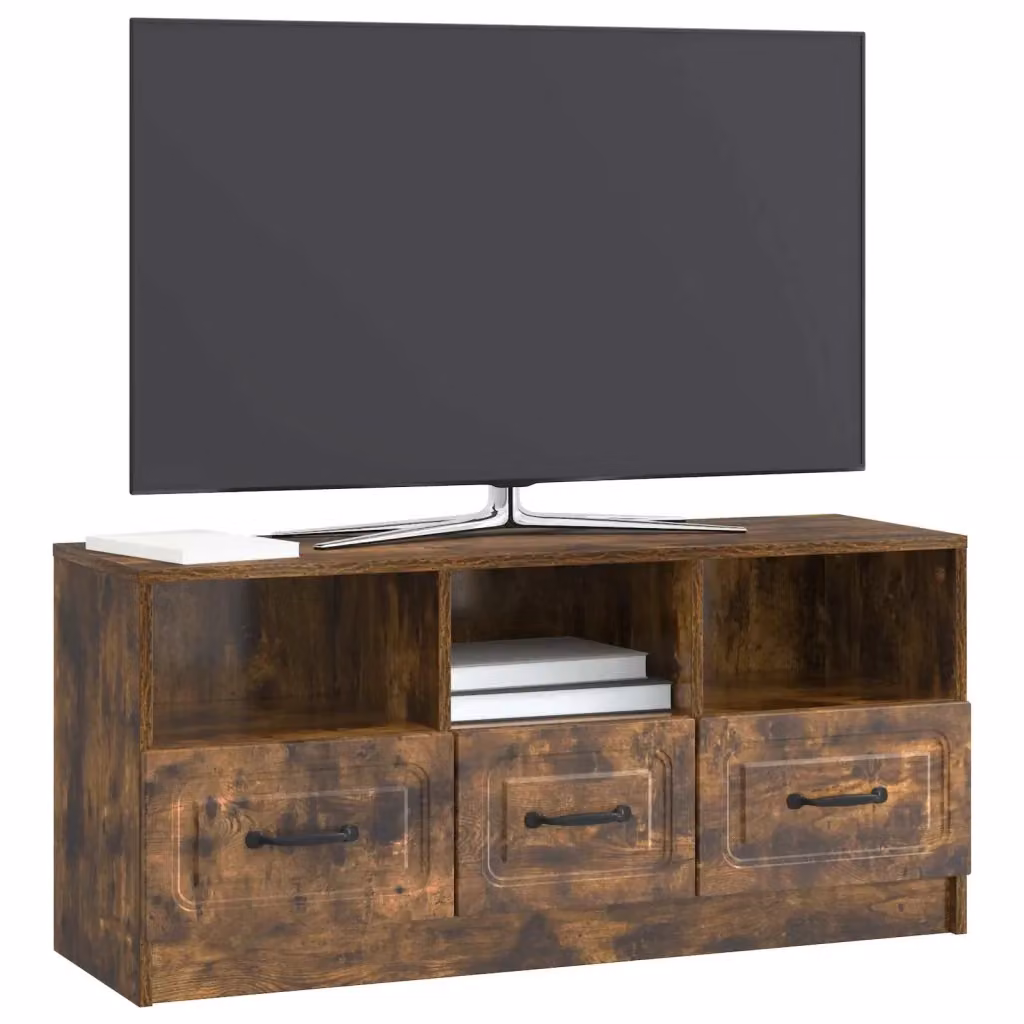 Mobile TV-Credenza moderno Design In in Rovere Fumo marrone, L: 102 cm, P: 34,5 cm, H: 47 cm – 2