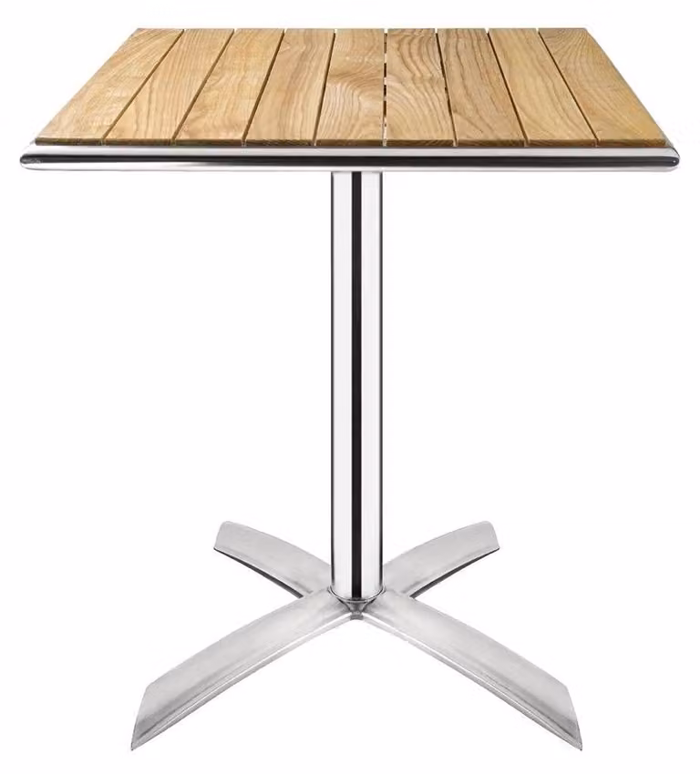 Tavolo pieghevole da esterno, dimensioni 600 mm, forma quadrata, colore grigio cenere, materiale: alluminio/legno
