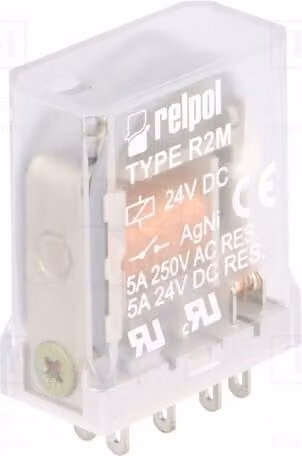 1 relè: elettromagnetico. Bobina: 24VDC 5A / 250VAC 10A. Modello: R2M-2012-23-1024. Elettrico