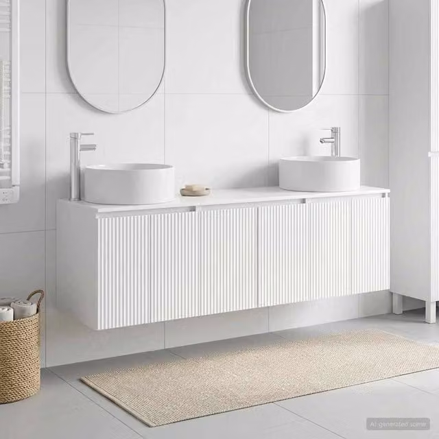 Set di Armadi da Bagno 3 pz Bianco Lucido 161,5 x 44,5 x 80 cm 3405731
