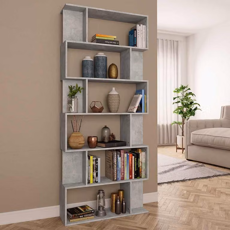 Libreria/Divisorio vidaXL Grigio Cemento in Legno Ingegnerizzato MDF L: 80 cm, P: 24 cm, H: 192 cm