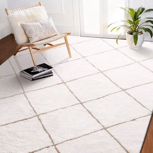 Tappeto in peluche VEVOR beige per interni, morbido e antiscivolo, L: 244 cm x P: 305 cm