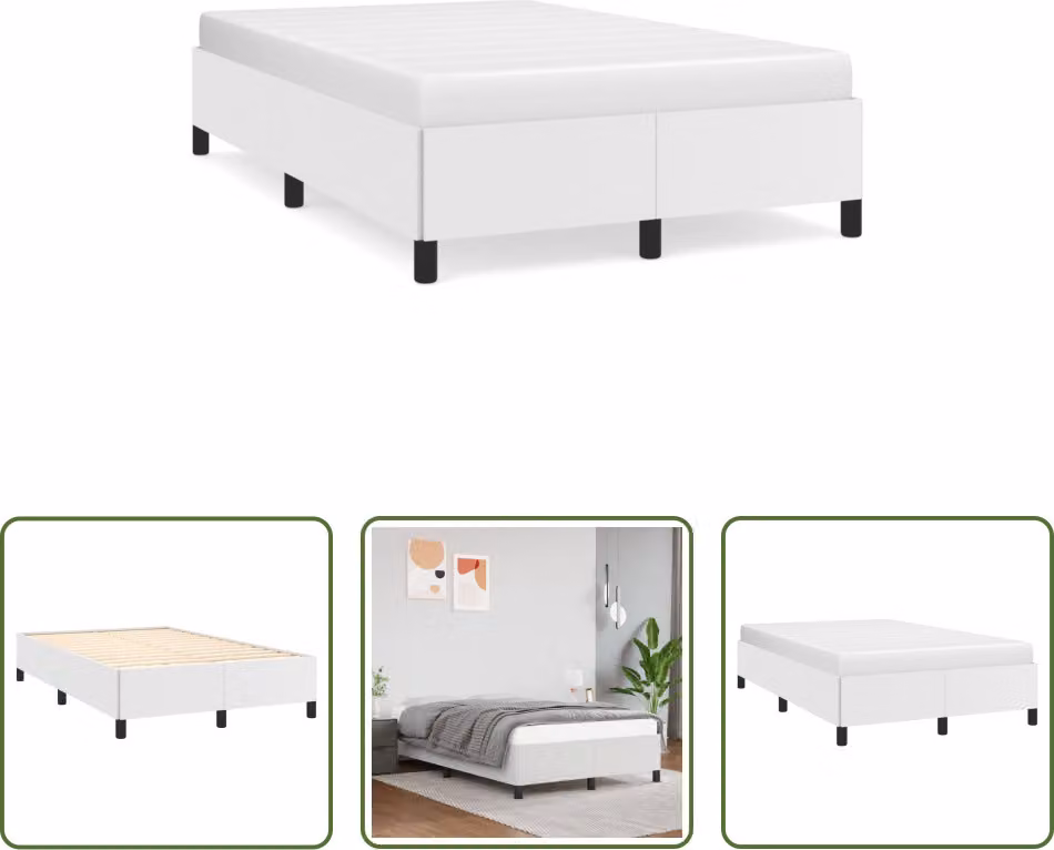 The Living Store Struttura letto bianca 120x190 cm in ecopelle