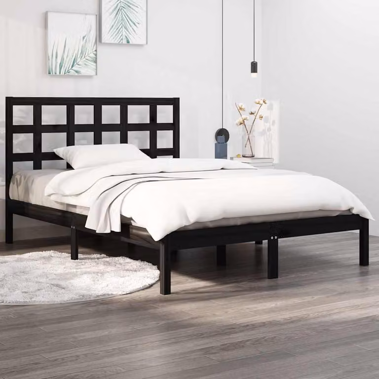 vidaXL Giroletto in Legno Massello di Pino Nero L: 140 cm, P: 190 cm