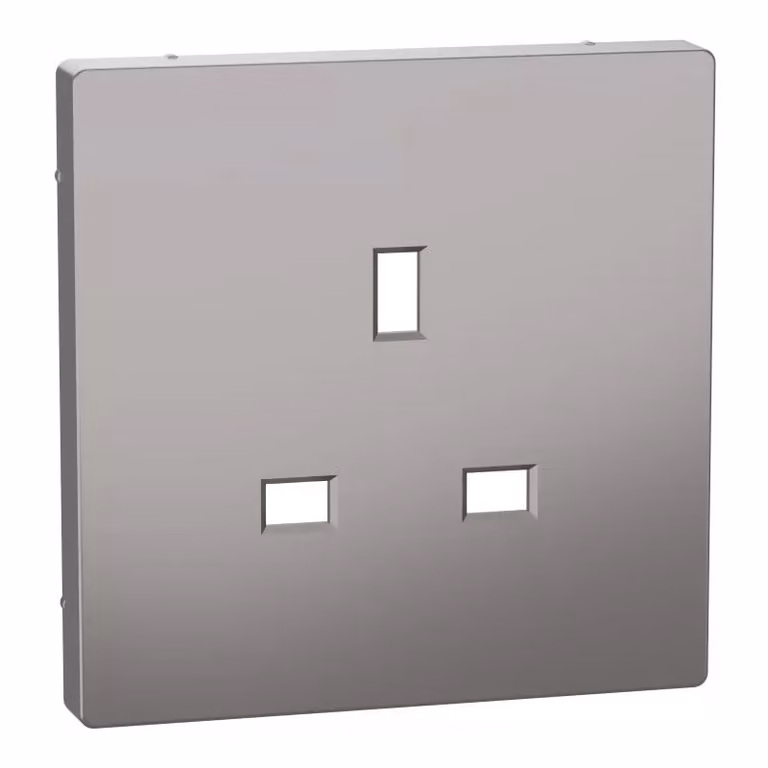 Piastra centrale Merten per inserto presa British Standard, acciaio inossidabile, sistema Design MTN2120-6036