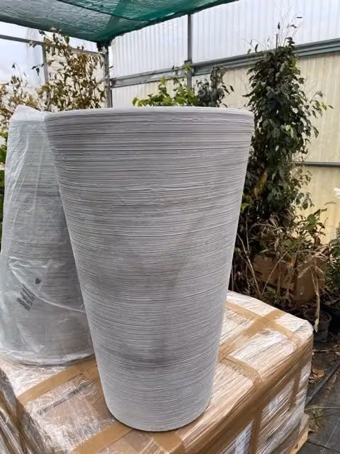 Vaso tondo in resina Lilium Elbi Colore Grey Altezza: 76 cm, Larghezza: 48 cm, Profondità: 48 cm