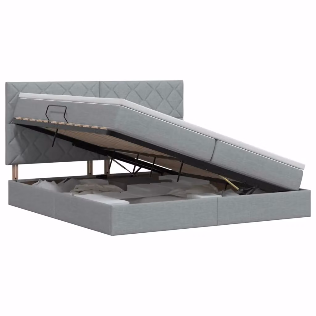 Letto con contenitore e materasso vidaXL Grigio, L/P: 200 x 200 cm, H: 128 cm – 2