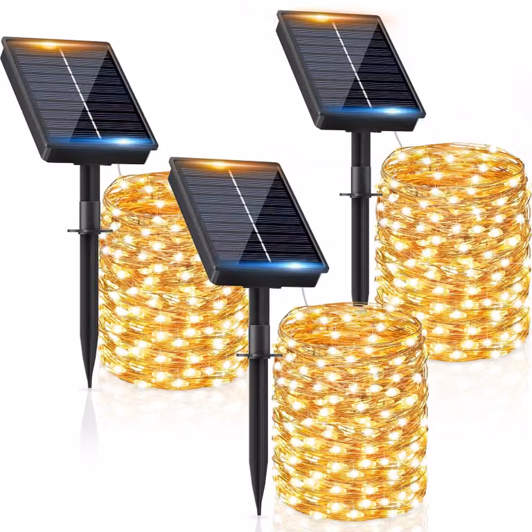 Catene luminose in filo di rame, 8 funzioni, 160 LED, confezione da 3 pezzi