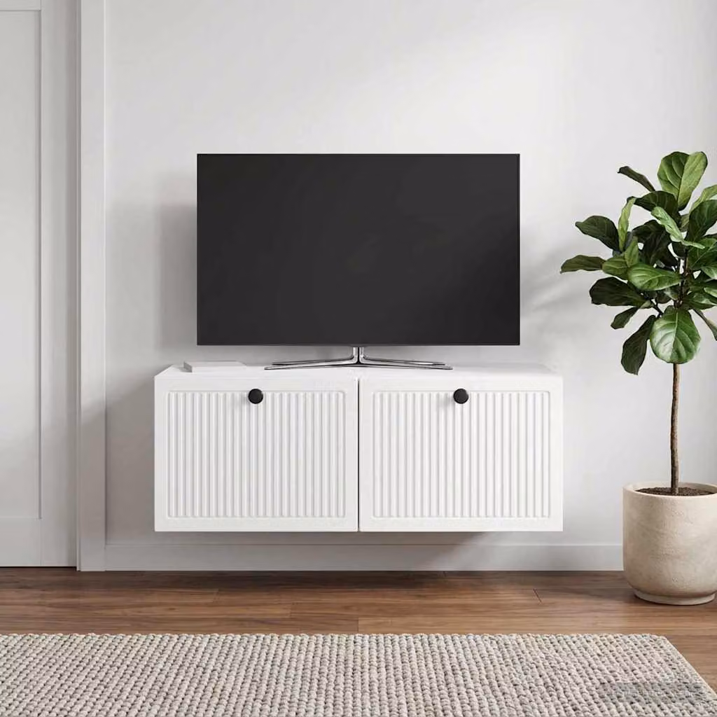 vidaXL Mobile Porta TV da Muro Bianco Lucido L: 78,5 cm, P: 41 cm, H: 30 cm