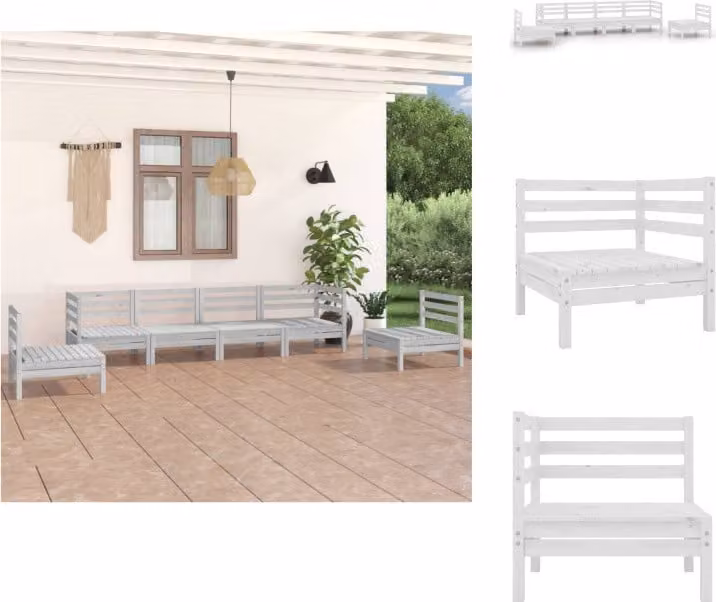 vidaXL Set di 6 pezzi da giardino in pino massiccio bianco - Set di mobili da giardino