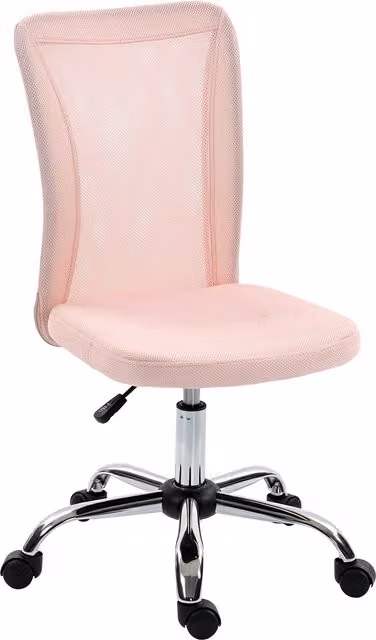 Sedia da ufficio ergonomica Aosom in rete rosa con base girevole a 360 gradi e ruote per home office