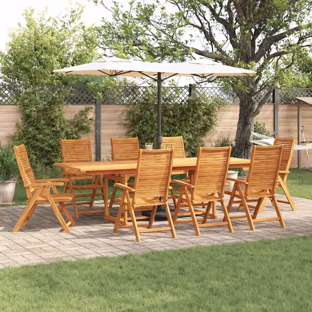 Set da pranzo per giardino e terrazzo vidaXL in legno di acacia marrone, 9 pezzi
