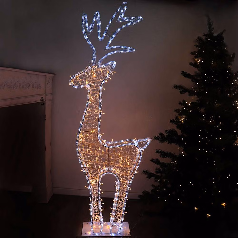 Renna 3D XXL 562 LED 150 cm di altezza bianco caldo bianco freddo Natale esterno