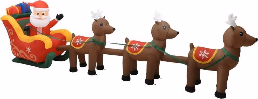Decorazione Babbo Natale Gonfiabile con Renne LED 490 cm