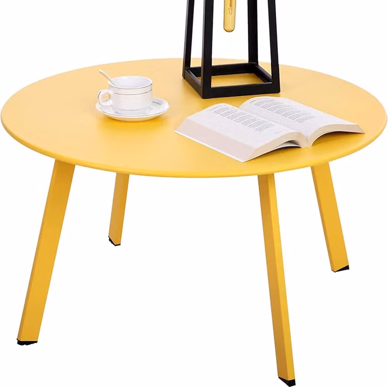 Tavolino rotondo in metallo da giardino giallo Ø 70 x 40H cm