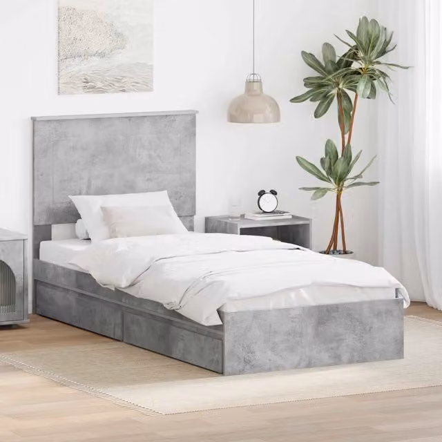 Letto con contenitore vidaXL in tessuto grigio con struttura imbottita L/P: 90 x 190 cm