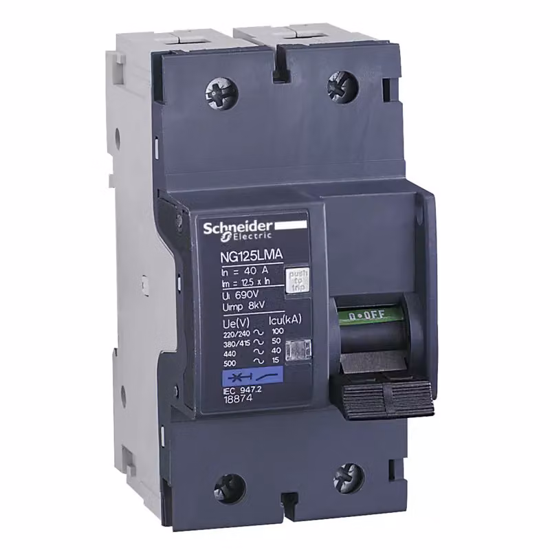 Interruttore automatico Schneider Electric NG125LMA, 2 poli, 40 A, caratteristica MA 18874
