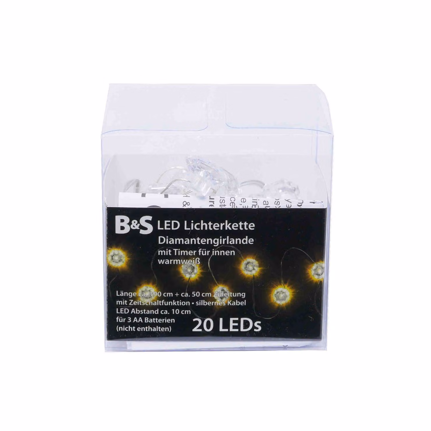 Luci di fata 20 LED ghirlanda di diamanti funzione timer per interni