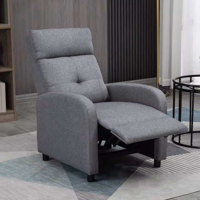 Poltrona Relax TV WISHDOR con Braccioli, Rivestimento in Tessuto Grigio, Design Moderno per Soggiorno