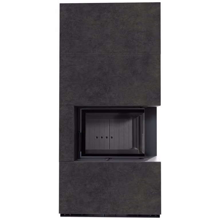 KRATKI FLOKI BOX Kit camino destro 8 kW Ø 160 quarzo sinterizzato FOKOS GRAFITE rivestimento nero