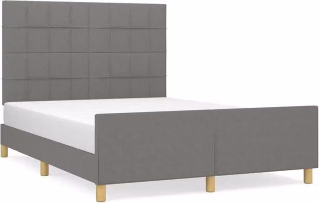 Letto matrimoniale | Letto per adulti | Giroletto senza Materasso Grigio Scuro 140x200 cm Tessuto