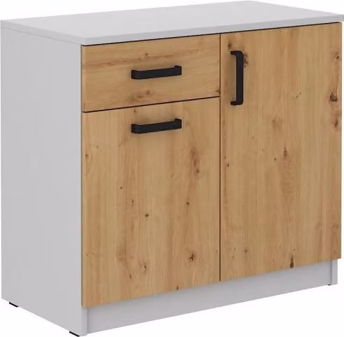 Armadietto con cassetto MABAKA - grigio / rovere artisan