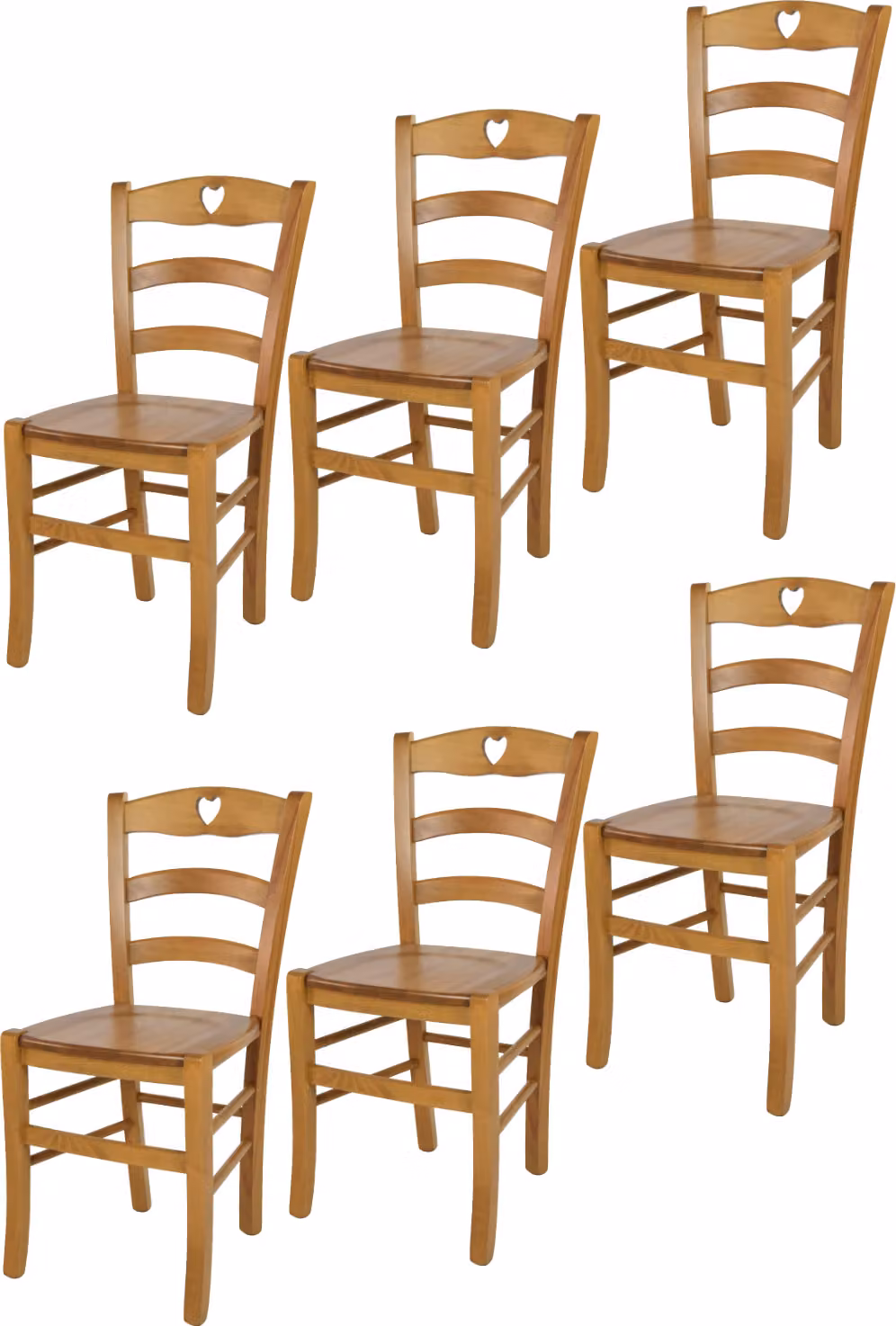 t m c s Tommychairs - Set di 6 sedie CUORE per cucina e sala da pranzo, struttura robusta in legno di faggio laccato color rovere e seduta in legno