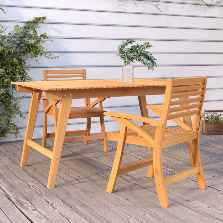 Set di 2 sedie da giardino vidaXL in legno di acacia oliato marrone con braccioli L/P/H: 58 x 58 x 87 cm
