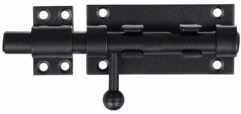 Gancio per porta scorrevole, 105 mm, nero, in acciaio inossidabile SUS 304, con foro per lucchetto