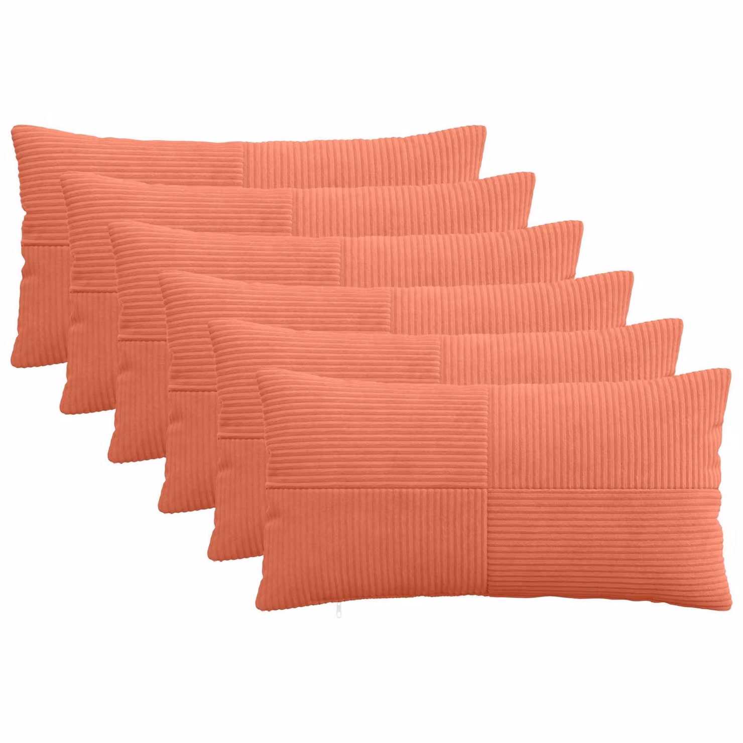 Set di 6 federe vidaXL ALMELO in velluto a coste, colori rosso e arancio, L 80 x P 40 cm