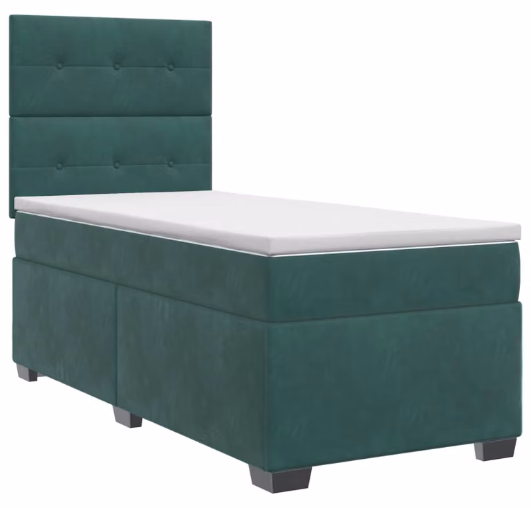 Letto a molle con materasso verde scuro 100 x 200 cm in velluto
