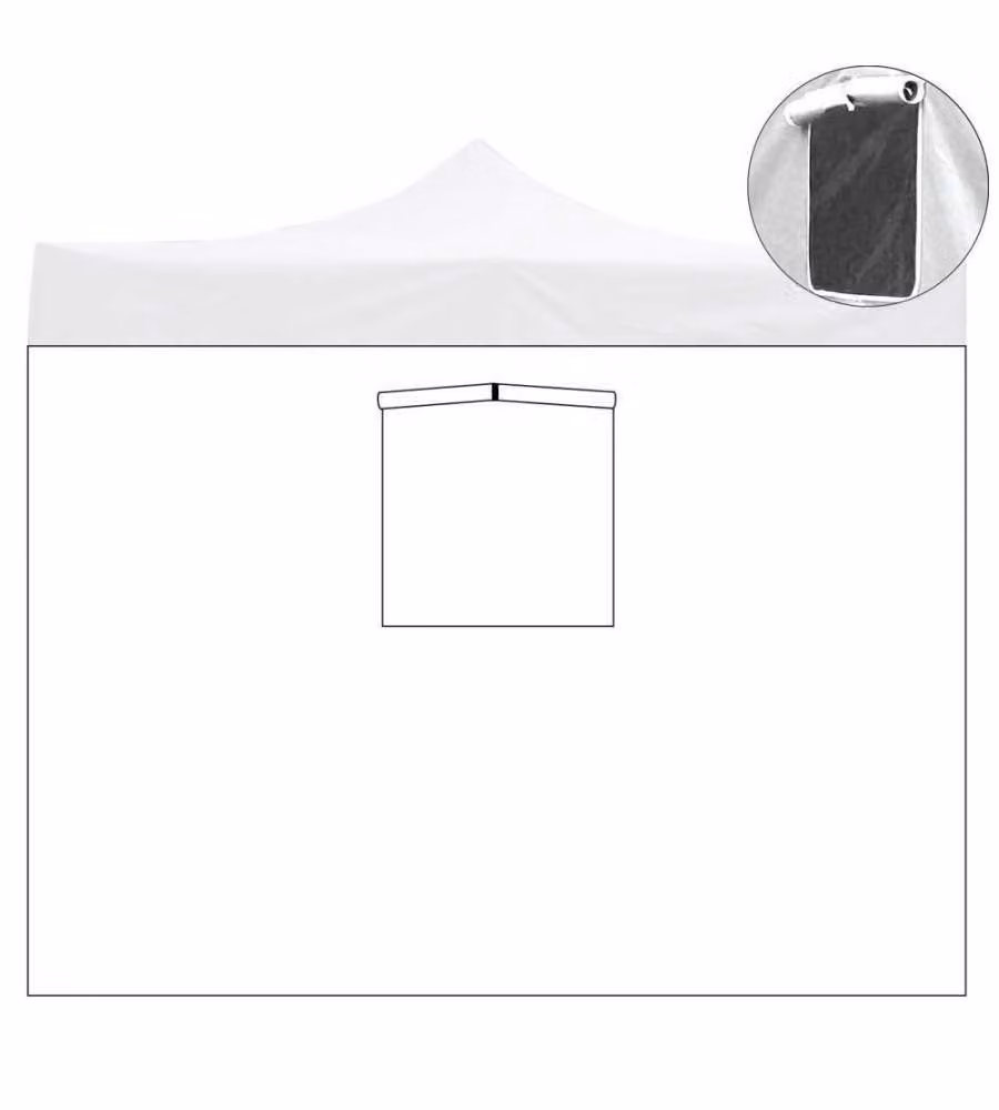 Divina Garden Telo Laterale Bianco Impermeabile con Finestra per Gazebo 3x2m