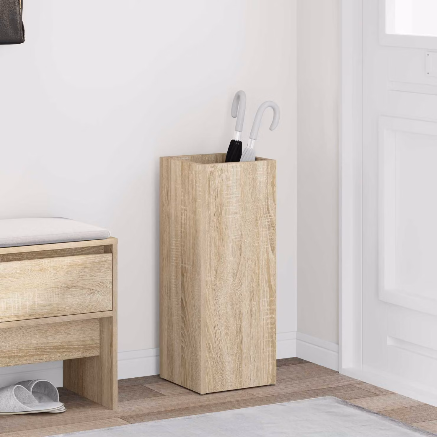 vidaXL Supporto per Ombrellone in Legno Rovere Sonoma, L 25 cm x P 24,5 cm x H 64 cm