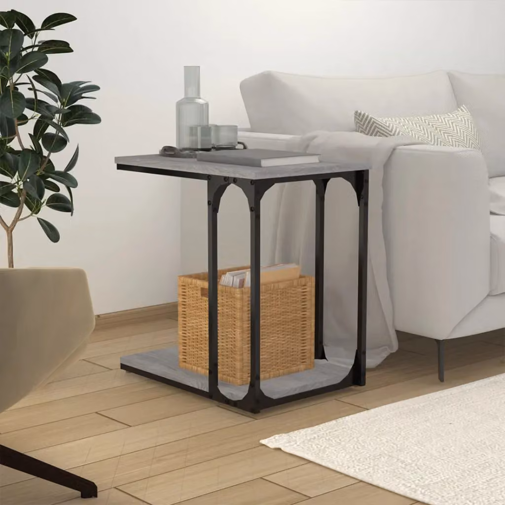 vidaXL Tavolino da soggiorno in legno e metallo Grigio L/P/H: 50 x 35 x 52 cm