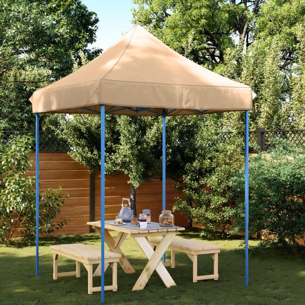 vidaXL Tenda da Festa Pieghevole Pop-Up Beige L/P/H: 200 x 200 x 306 cm